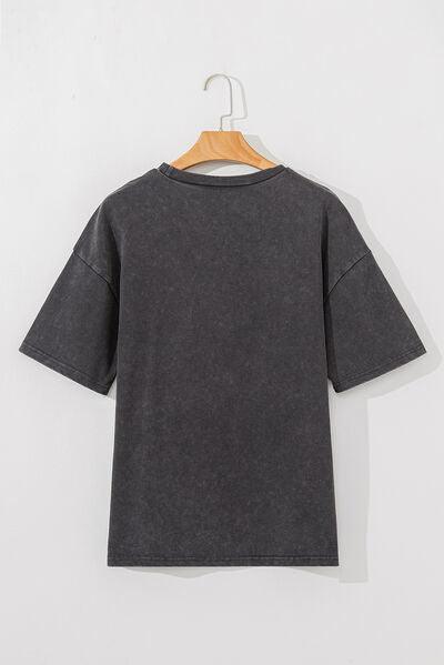 Cheetah Mineral Wash Round Neck Half Sleeve T-Shirt - Curated by tt