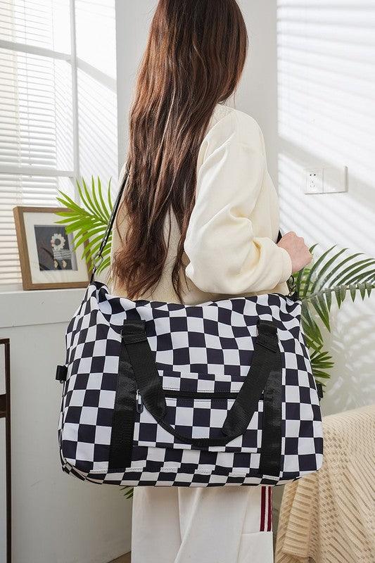 Zenana Checkered Multi-Pocket Travel Bag - Curated by tt