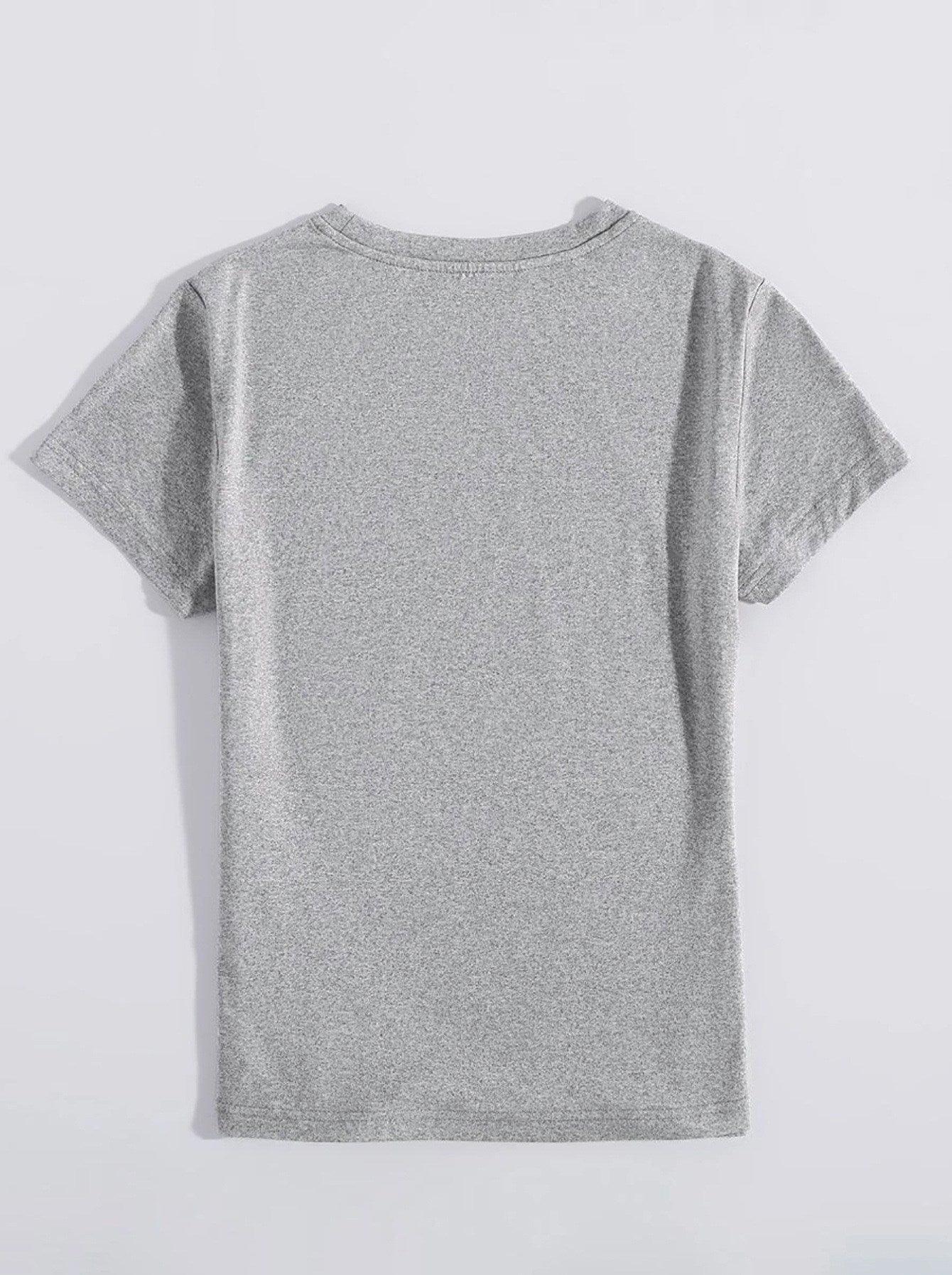 Letter Graphic Round Neck Short Sleeve T-Shirt - Curated by tt