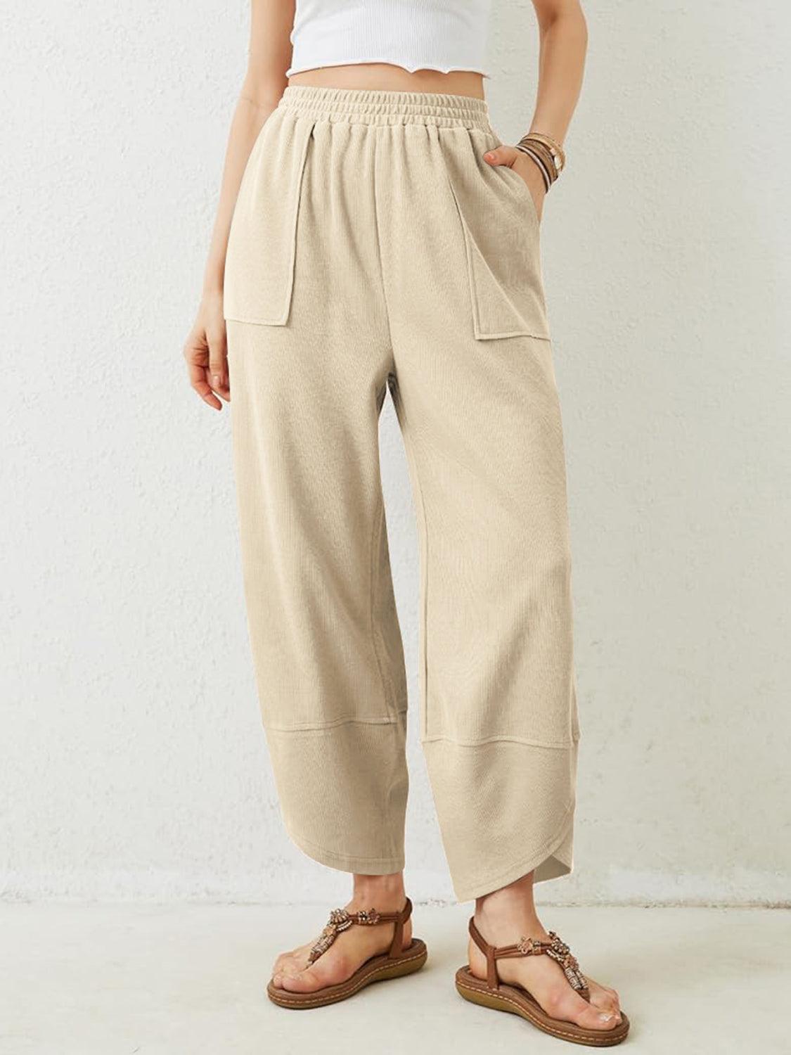 Lovelet Elastic Waist Wide Leg Pants - Curated by tt