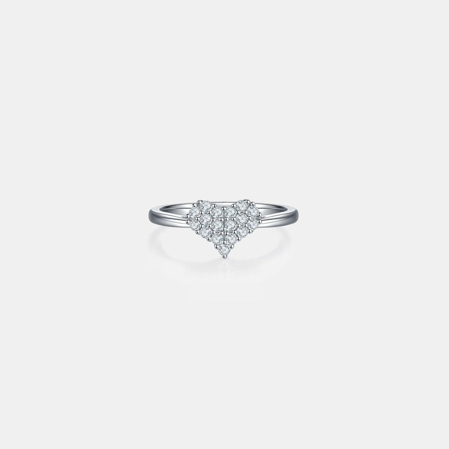 Moissanite 925 Sterling Silver Heart Ring - Curated by tt