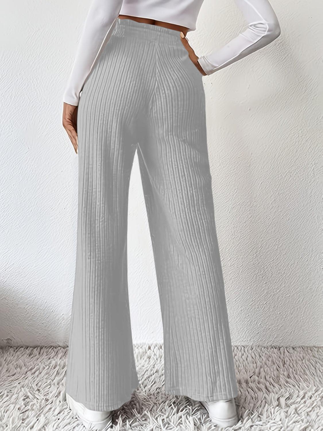 Ribbed High Waist Pants - Curated by tt