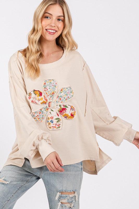 SAGE + FIG Flower Patch Dropped Shoulder Oversize Top - Curated by tt
