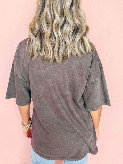 Cheetah Mineral Wash Round Neck Half Sleeve T-Shirt - Curated by tt