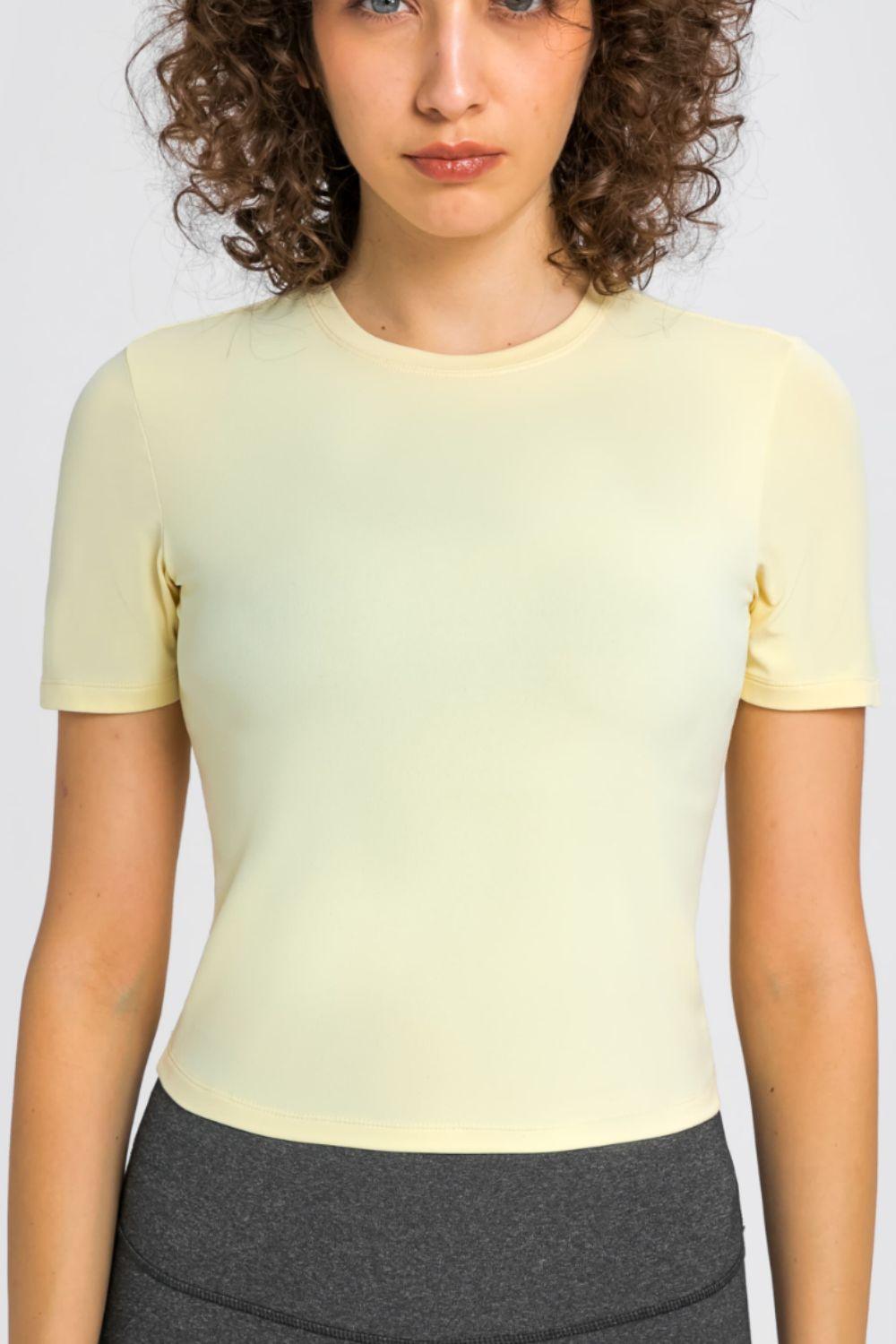 Millennia Round Neck Short Sleeve Yoga Tee - Curated by tt
