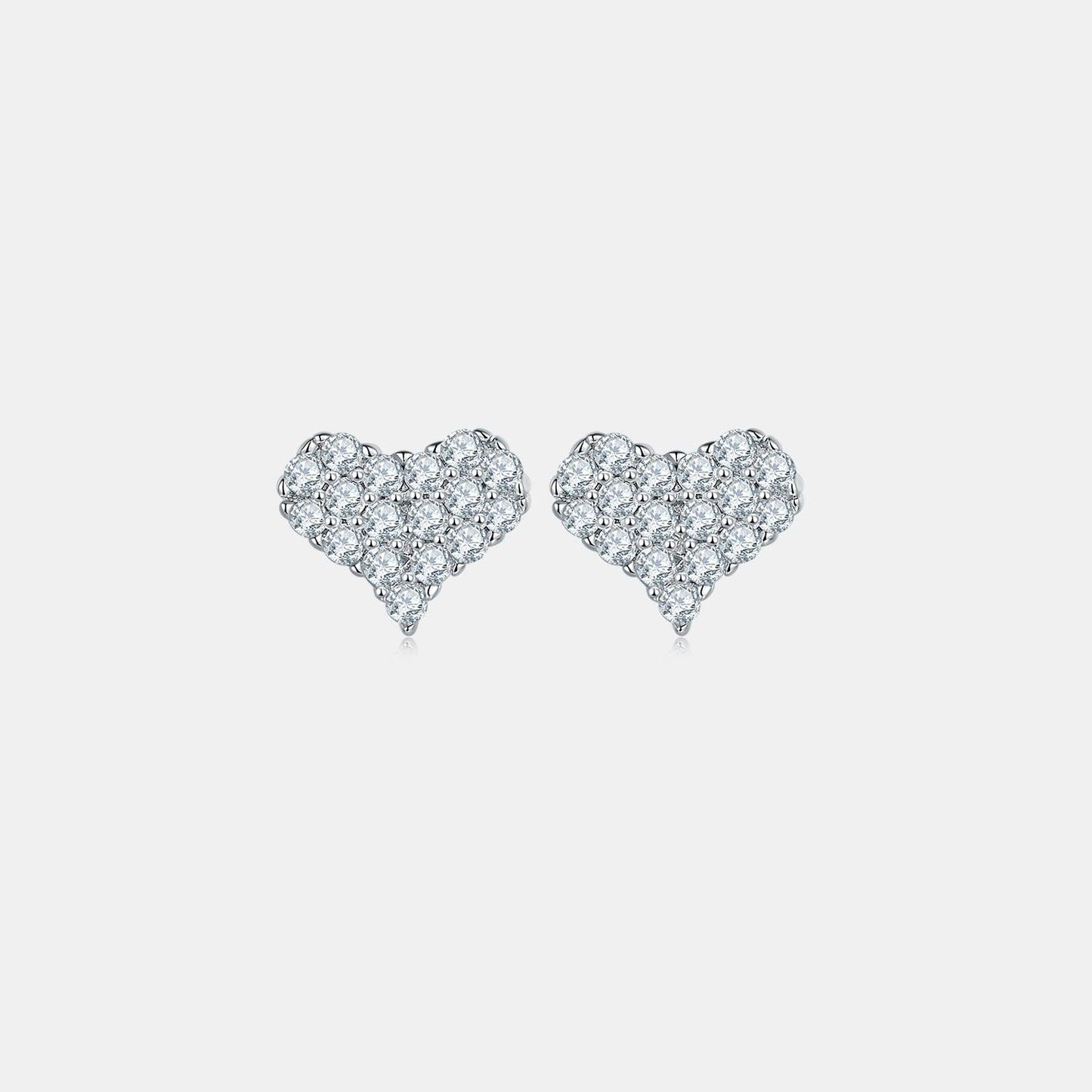 Moissanite 925 Sterling Silver Heart Stud Earrings - Curated by tt