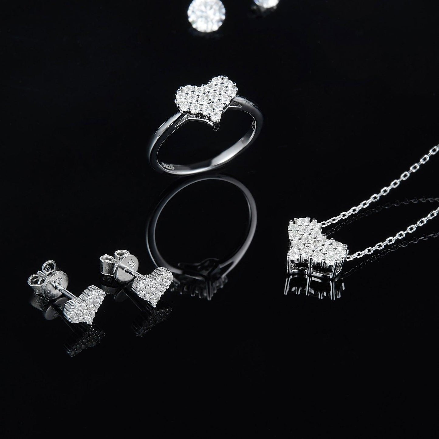 Moissanite 925 Sterling Silver Heart Stud Earrings - Curated by tt