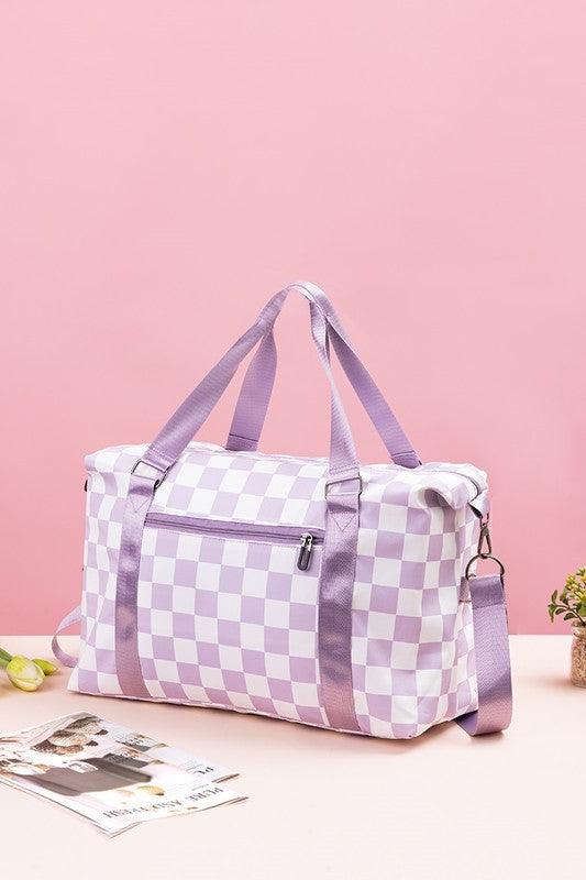 Zenana Checkered Multi-Pocket Travel Bag - Curated by tt