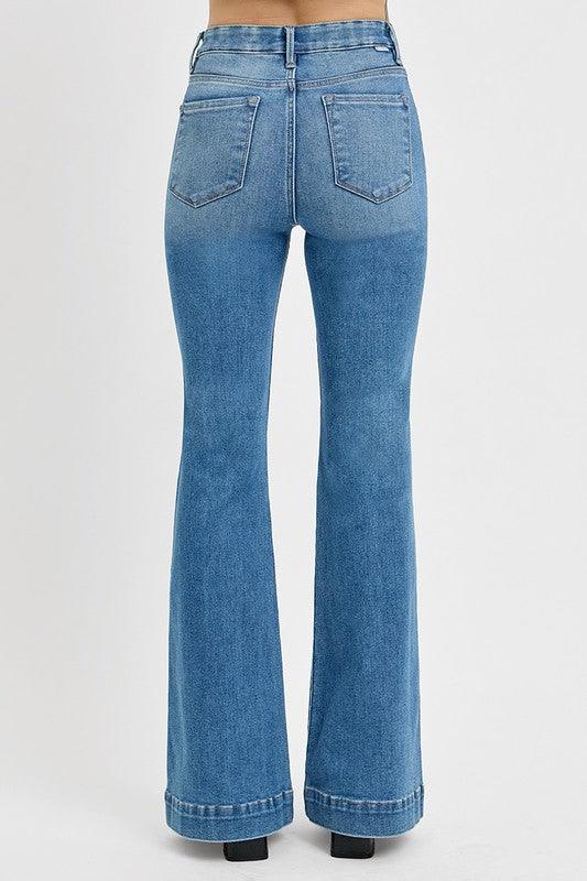 Full Size Front Patch Pocket Flare Jeans Plus Size - Curated by tt
