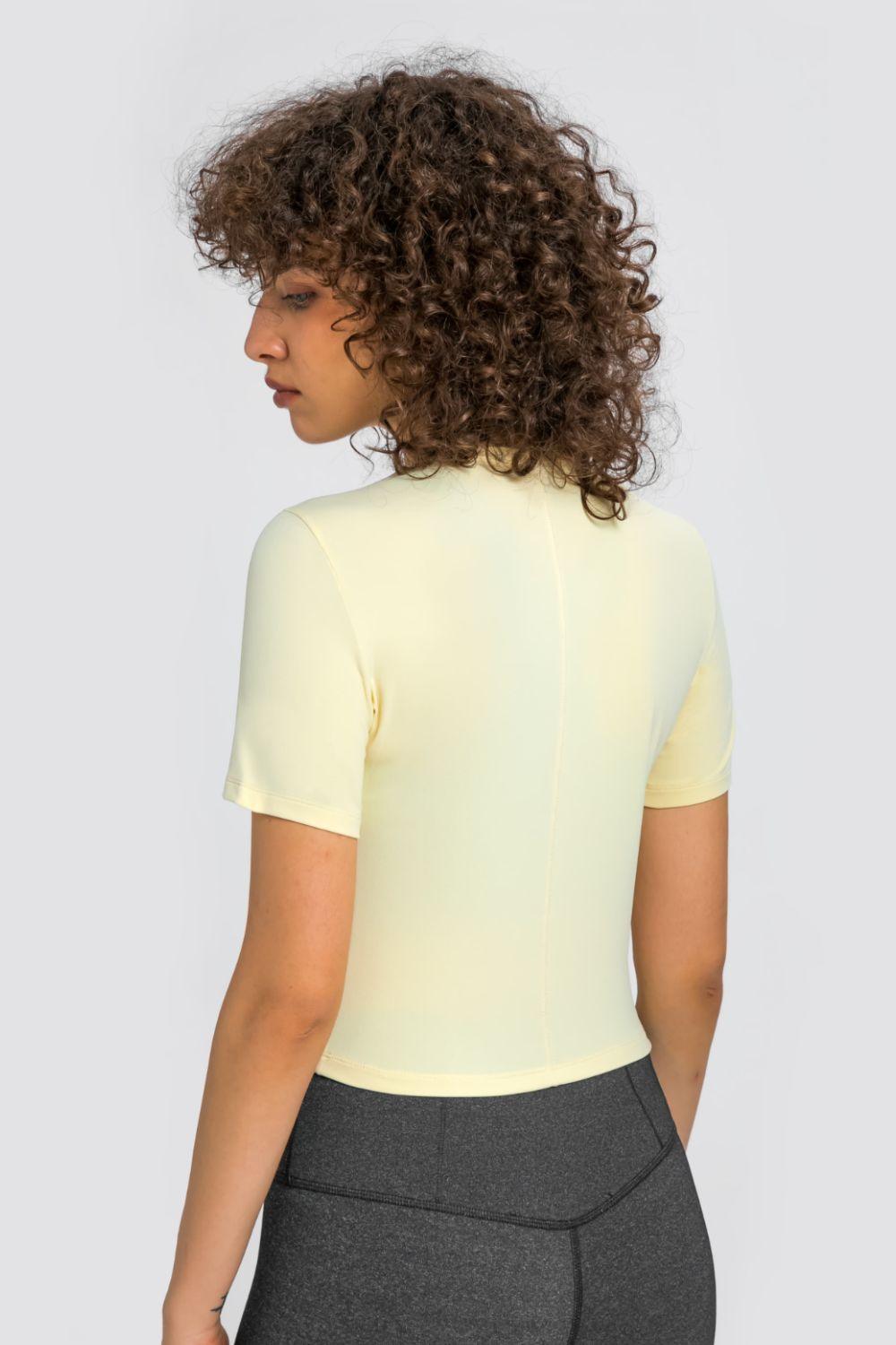Millennia Round Neck Short Sleeve Yoga Tee - Curated by tt