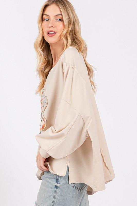SAGE + FIG Flower Patch Dropped Shoulder Oversize Top - Curated by tt