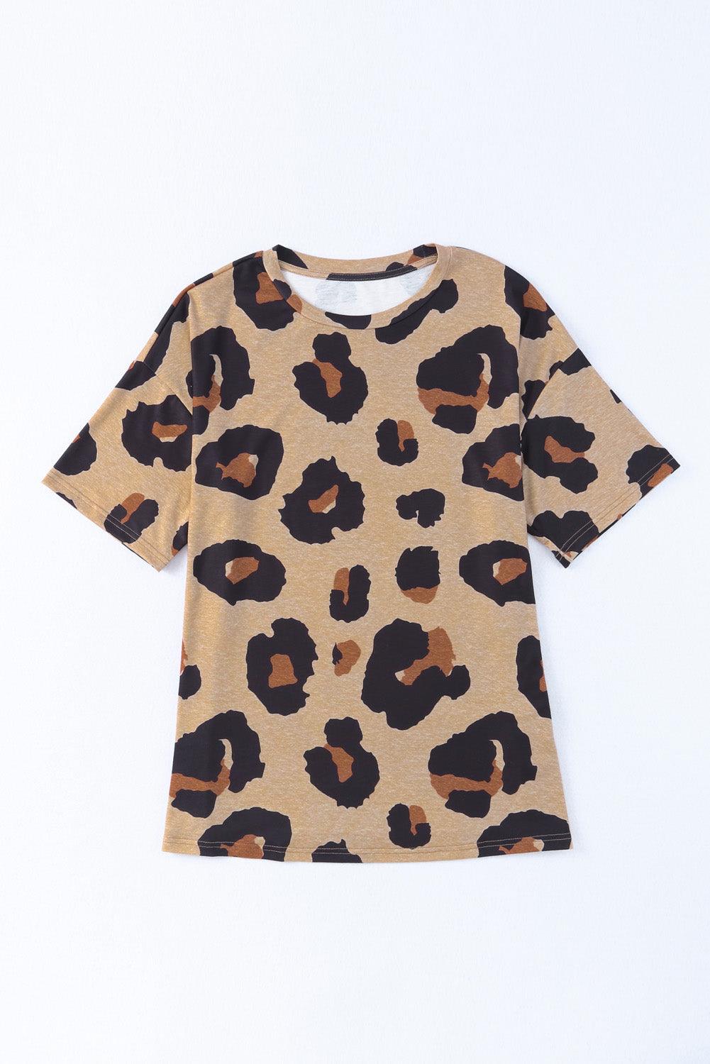 Boyfriend Leopard Print Loose T Shirt - Curated by tt