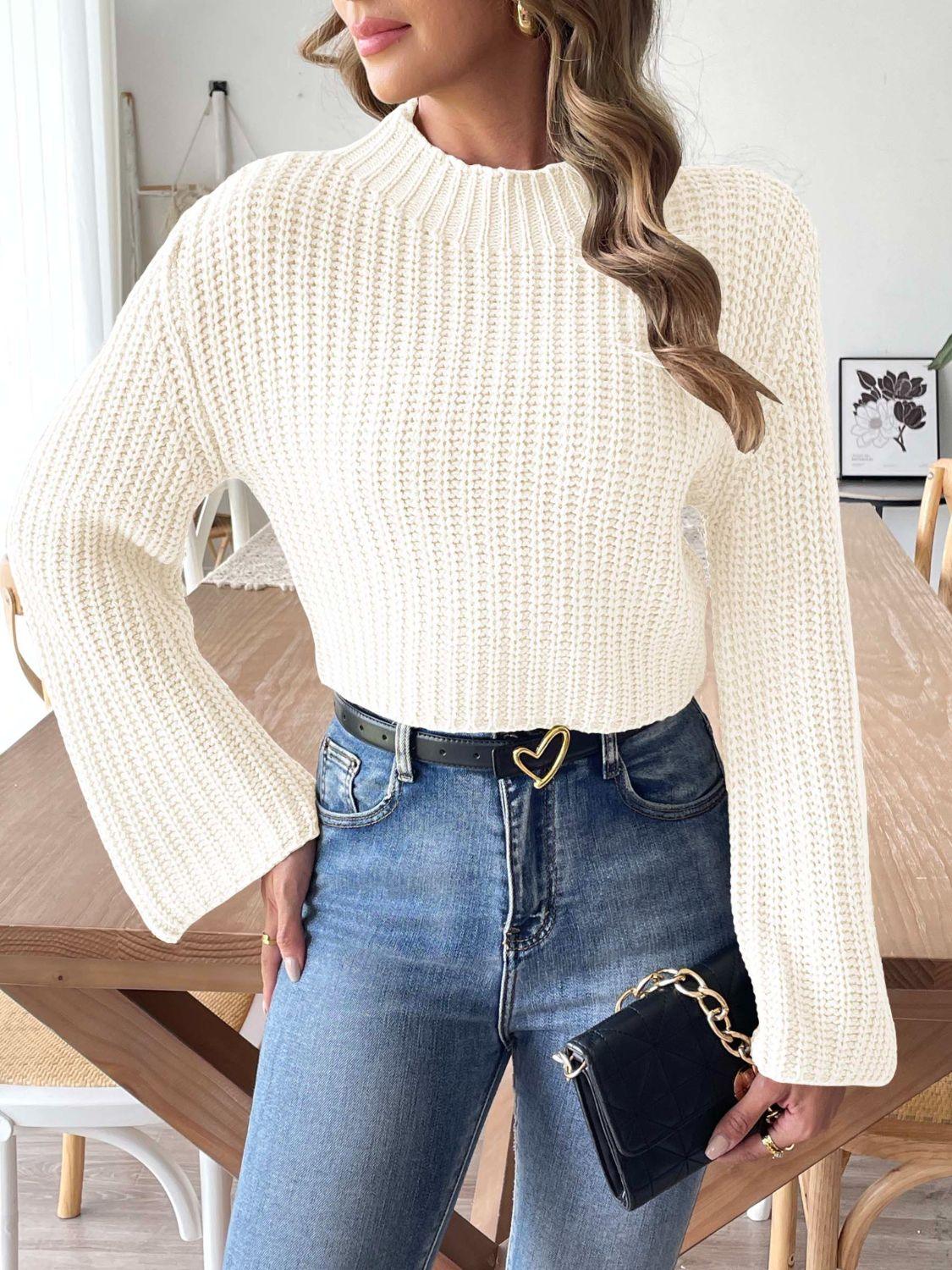 Mock Neck Long Sleeve Sweater - Curated by tt