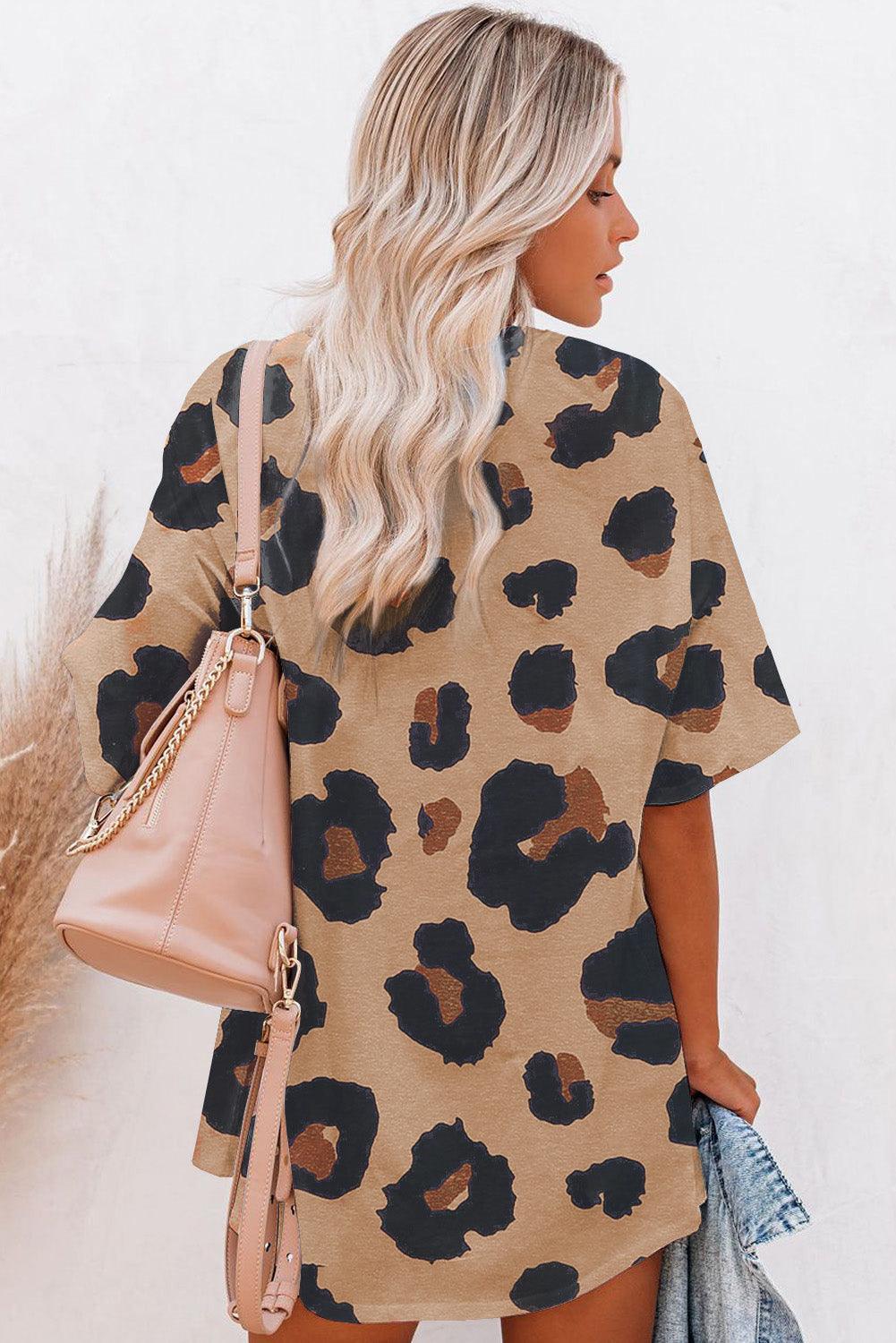 Boyfriend Leopard Print Loose T Shirt - Curated by tt