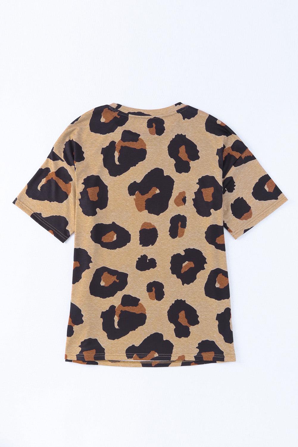 Boyfriend Leopard Print Loose T Shirt - Curated by tt