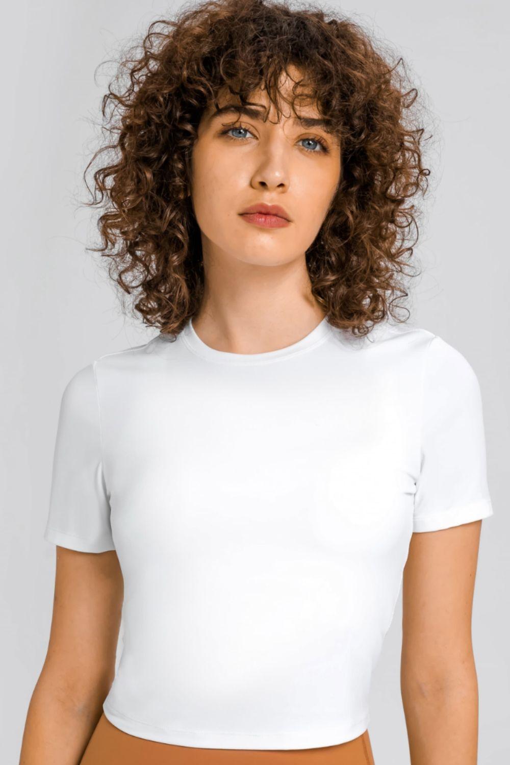 Millennia Round Neck Short Sleeve Yoga Tee - Curated by tt