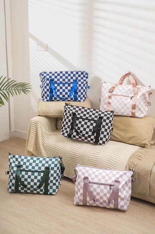 Zenana Checkered Multi-Pocket Travel Bag - Curated by tt