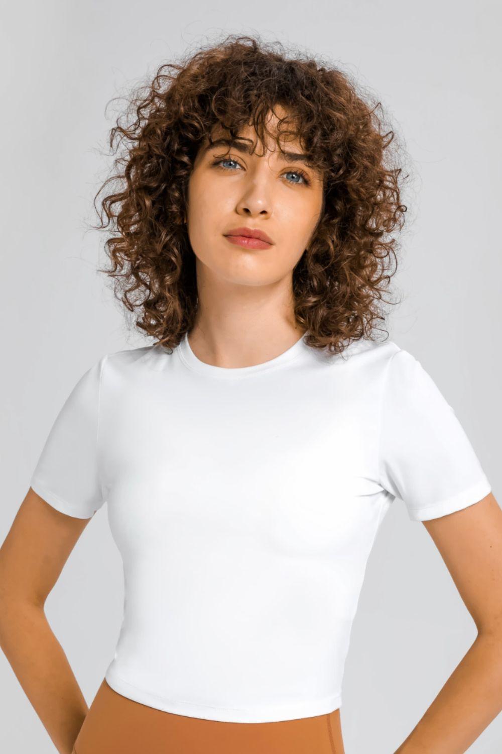 Millennia Round Neck Short Sleeve Yoga Tee - Curated by tt