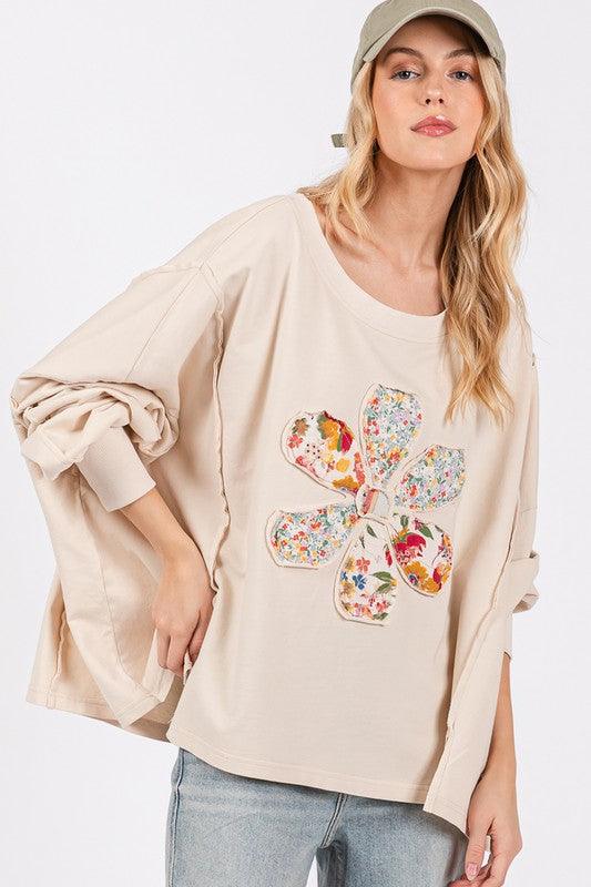 SAGE + FIG Flower Patch Dropped Shoulder Oversize Top - Curated by tt