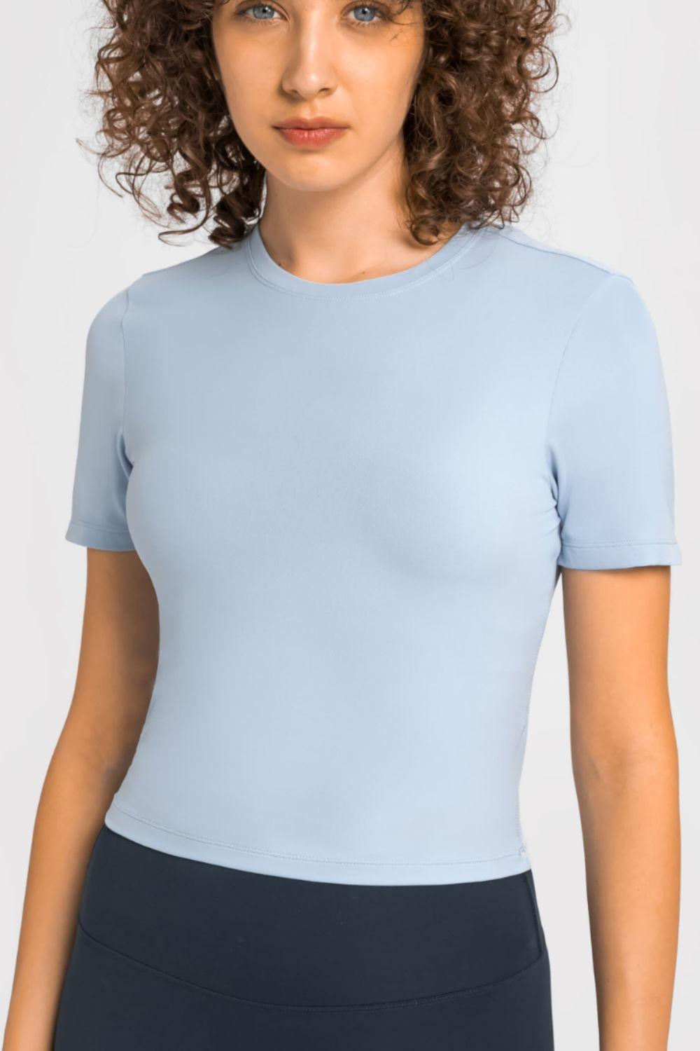 Millennia Round Neck Short Sleeve Yoga Tee - Curated by tt
