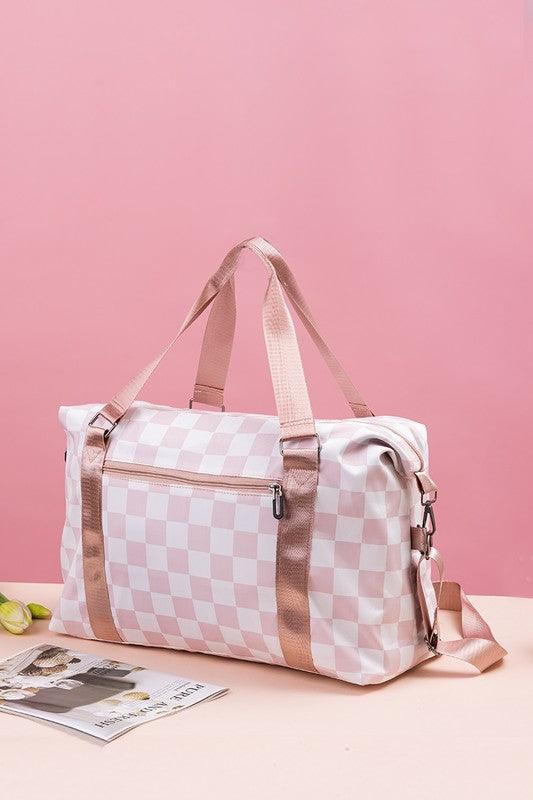 Zenana Checkered Multi-Pocket Travel Bag - Curated by tt