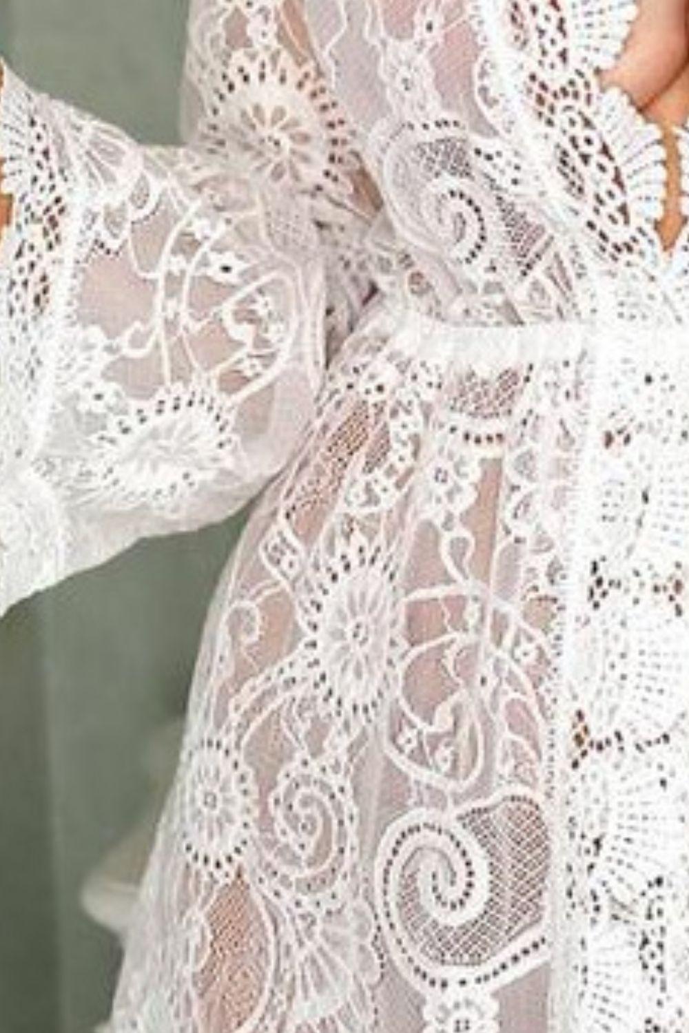 V-Neck Lace Cover-Up Dress - Curated by tt