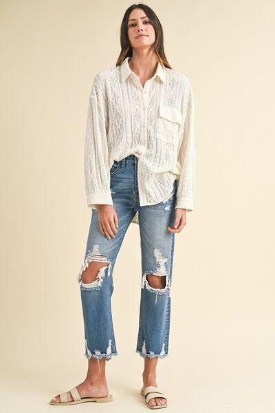 Annie Wear Distressed Raw Hem Cropped Jeans - Curated by tt