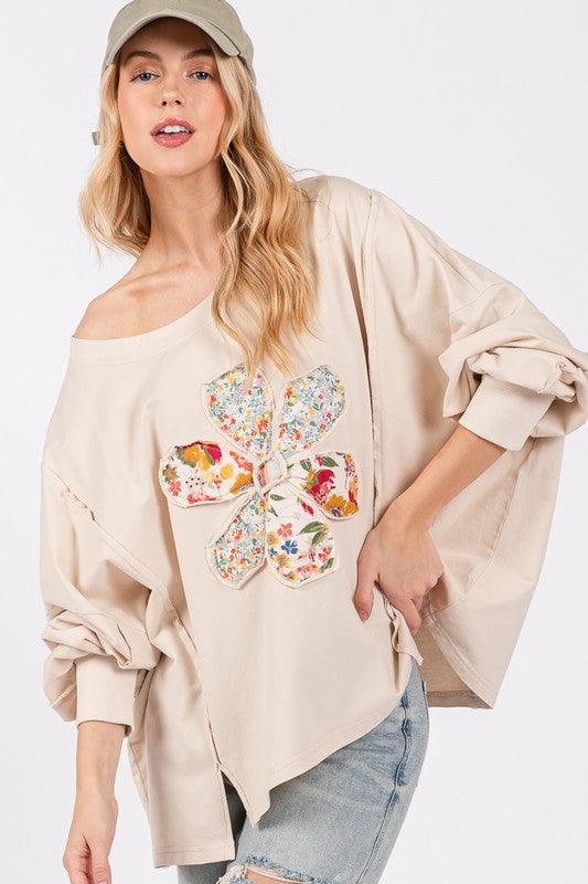 SAGE + FIG Flower Patch Dropped Shoulder Oversize Top - Curated by tt