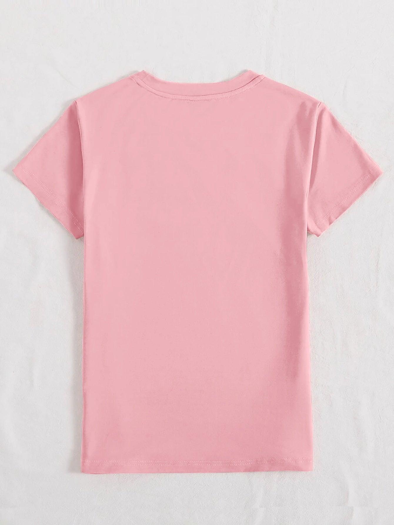 Letter Graphic Round Neck Short Sleeve T-Shirt - Curated by tt