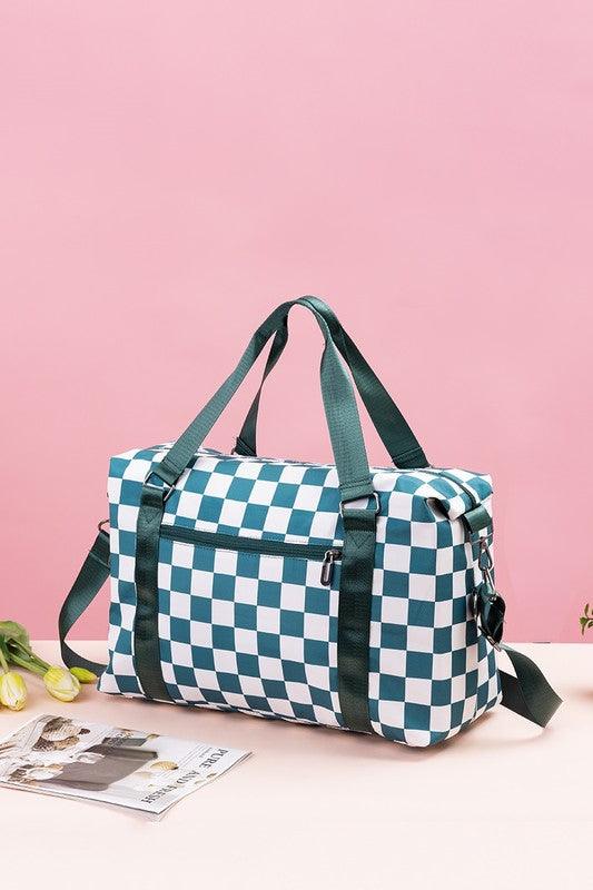 Zenana Checkered Multi-Pocket Travel Bag - Curated by tt