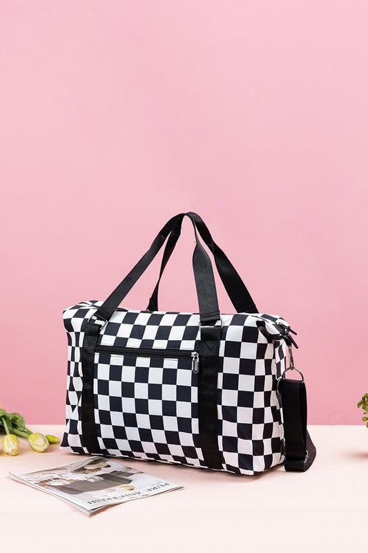 Zenana Checkered Multi-Pocket Travel Bag - Curated by tt