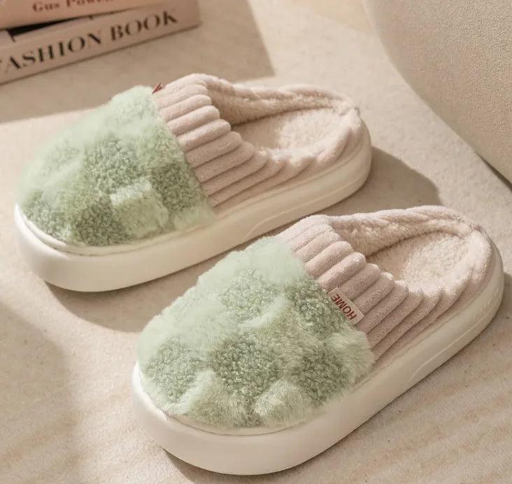 Cozy Plaid Plush Slippers - Curated by tt