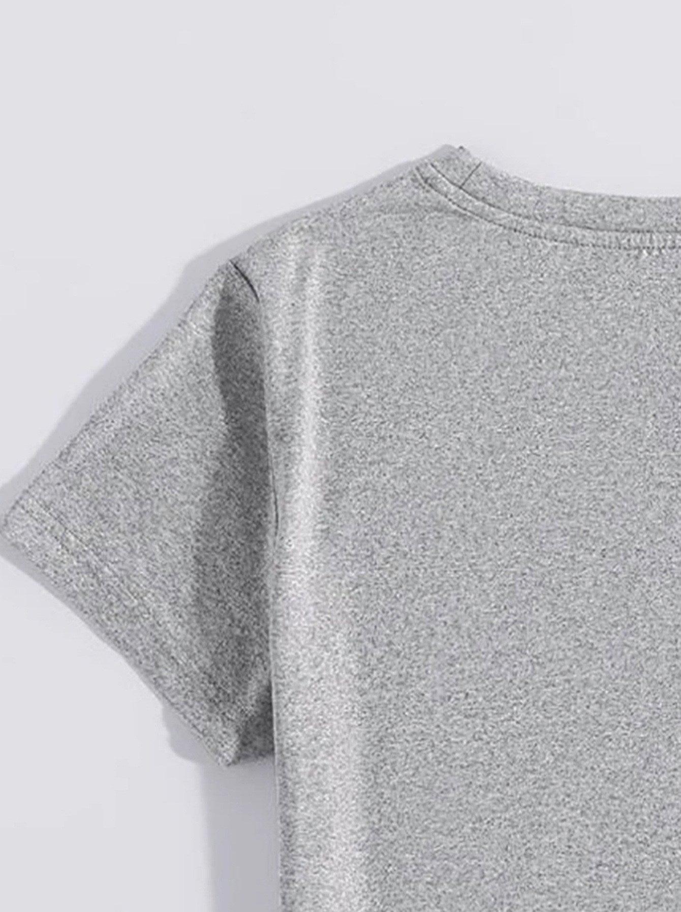 Letter Graphic Round Neck Short Sleeve T-Shirt - Curated by tt