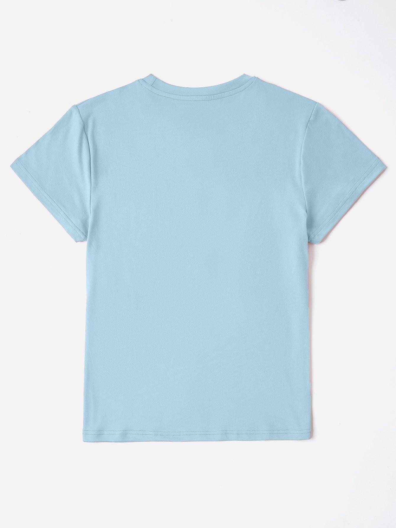 Letter Graphic Round Neck Short Sleeve T-Shirt - Curated by tt