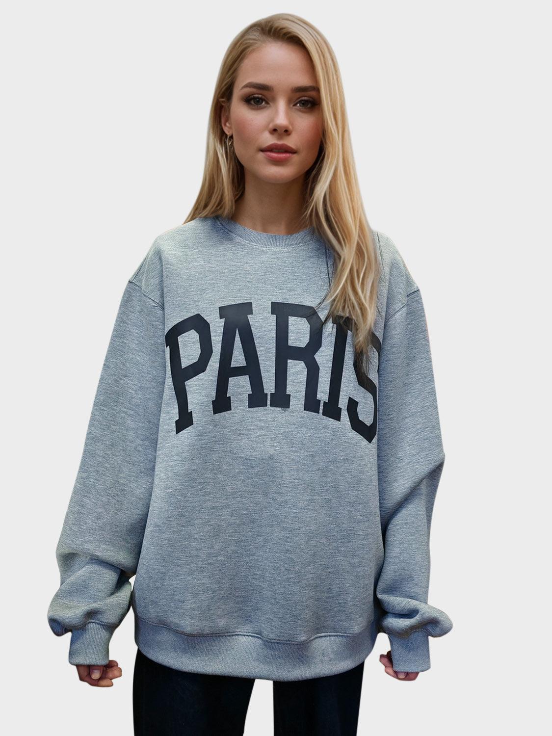 Basic Bae PARIS Round Neck Long Sleeve Air Scuba Sweatshirt - Curated by tt