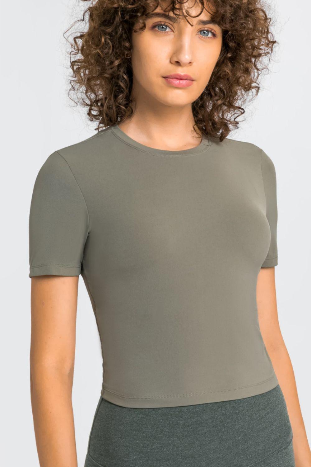 Millennia Round Neck Short Sleeve Yoga Tee - Curated by tt