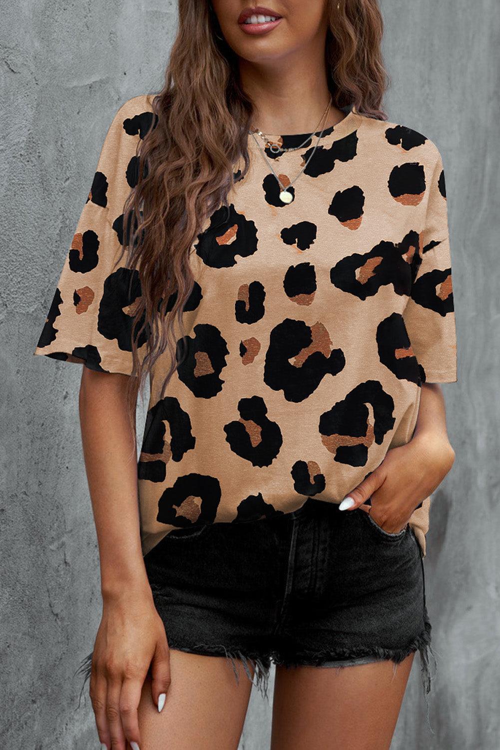 Boyfriend Leopard Print Loose T Shirt - Curated by tt
