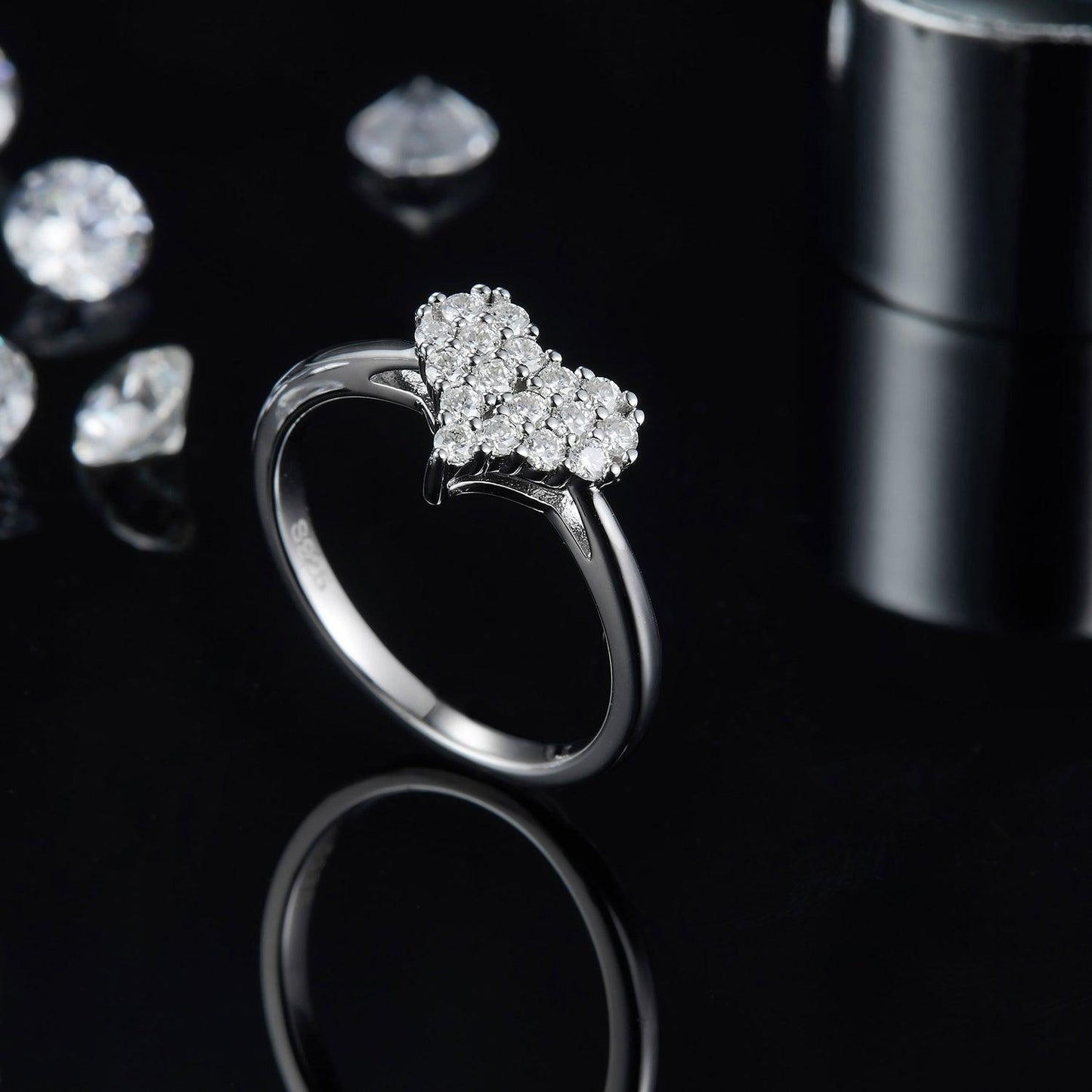 Moissanite 925 Sterling Silver Heart Ring - Curated by tt