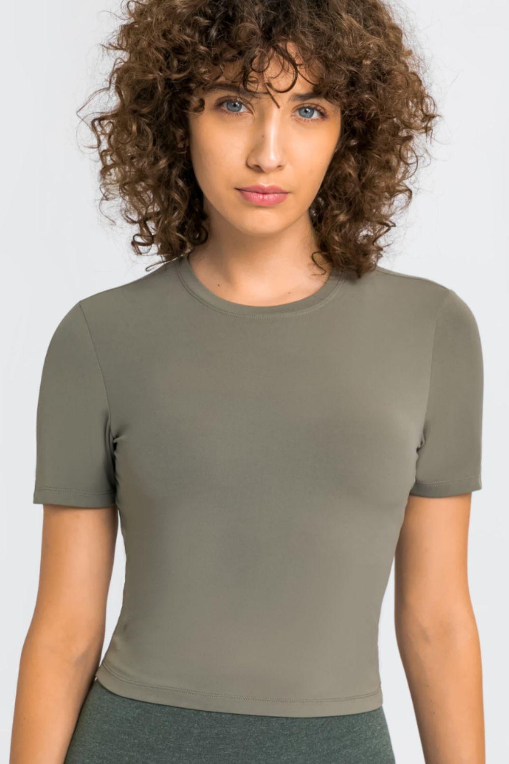 Millennia Round Neck Short Sleeve Yoga Tee - Curated by tt