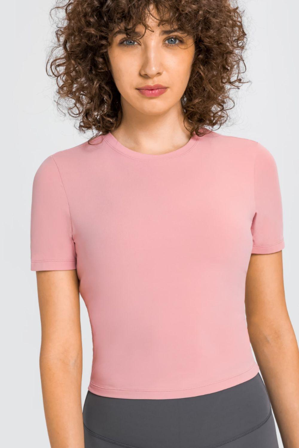 Millennia Round Neck Short Sleeve Yoga Tee - Curated by tt