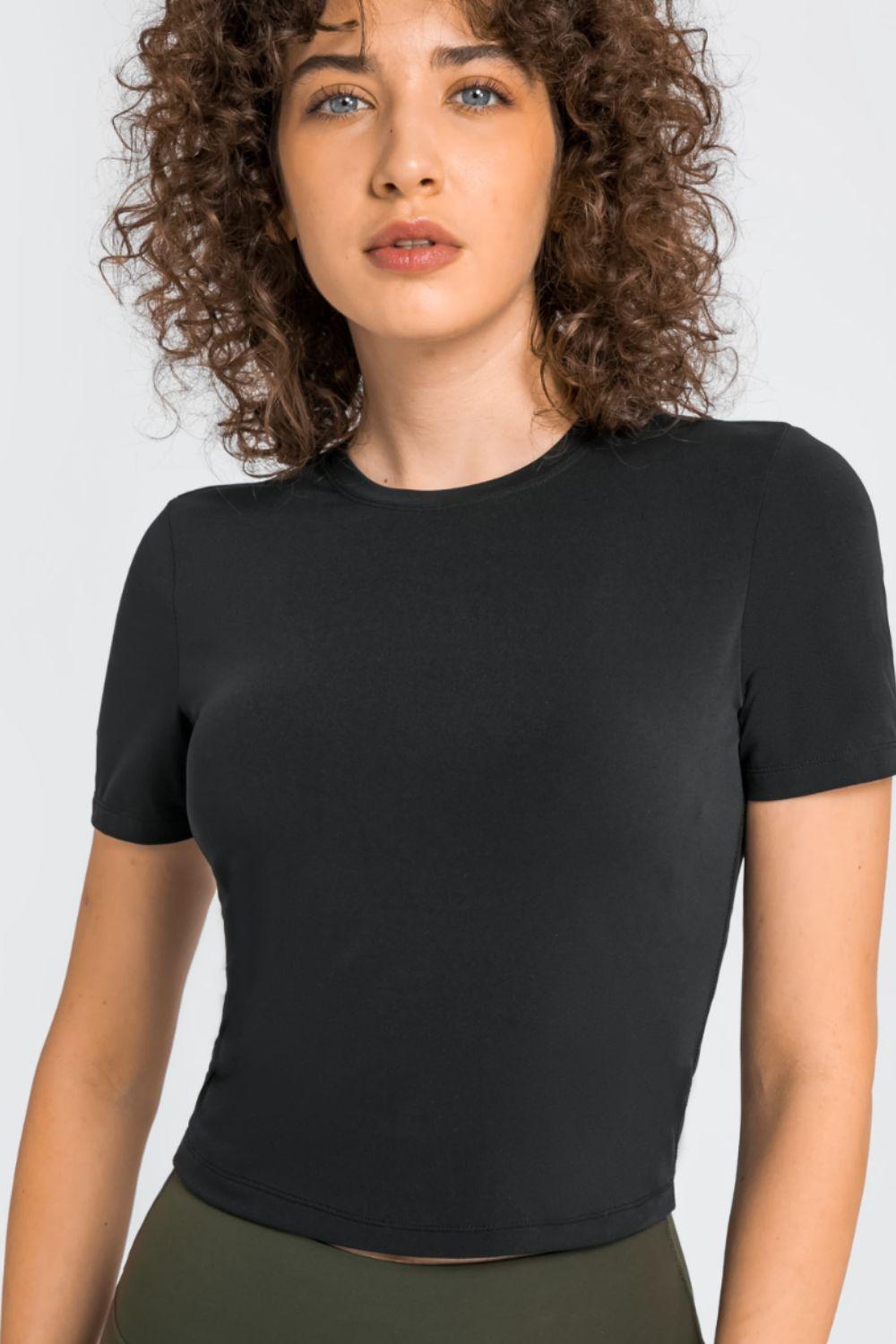 Millennia Round Neck Short Sleeve Yoga Tee - Curated by tt