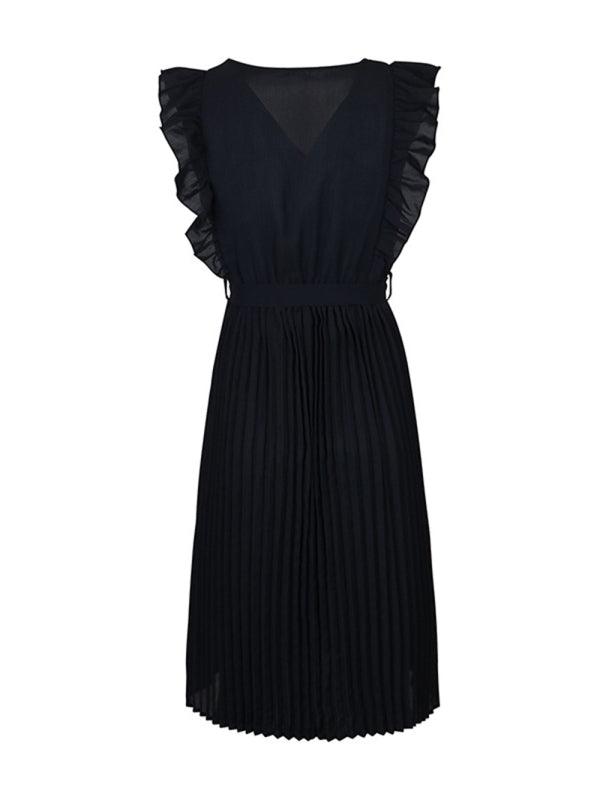 Ruffle Pleated Sleeveless Dress - Curated by tt