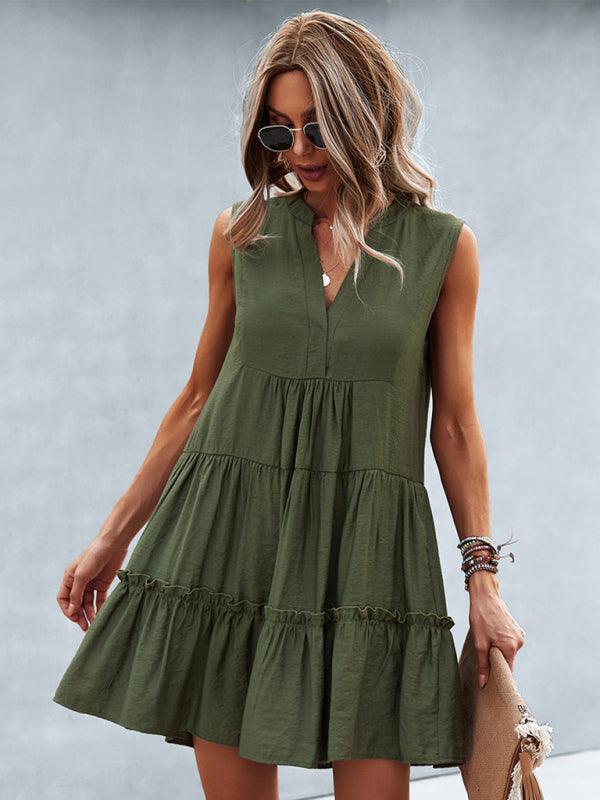 V-Neck Sleeveless Tiered Dress - Curated by tt