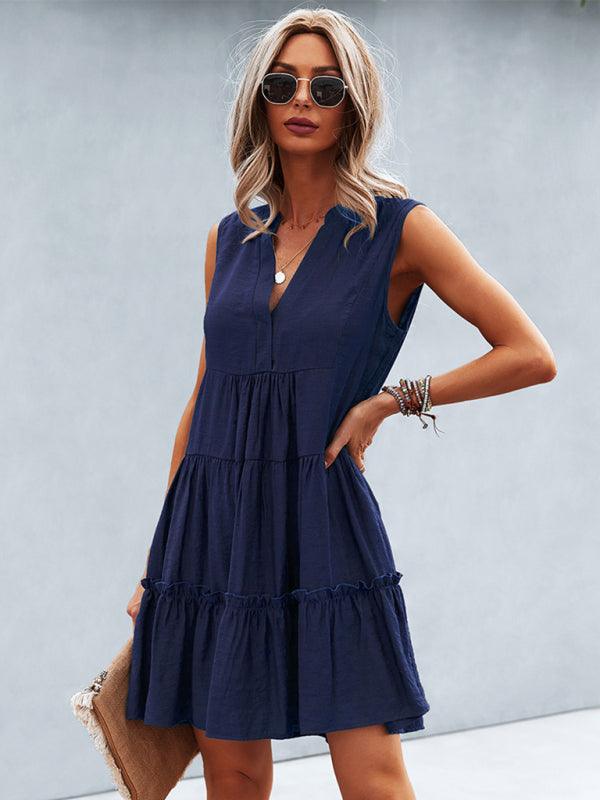V-Neck Sleeveless Tiered Dress - Curated by tt
