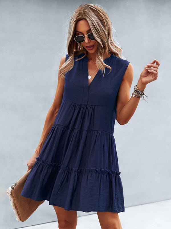 V-Neck Sleeveless Tiered Dress - Curated by tt