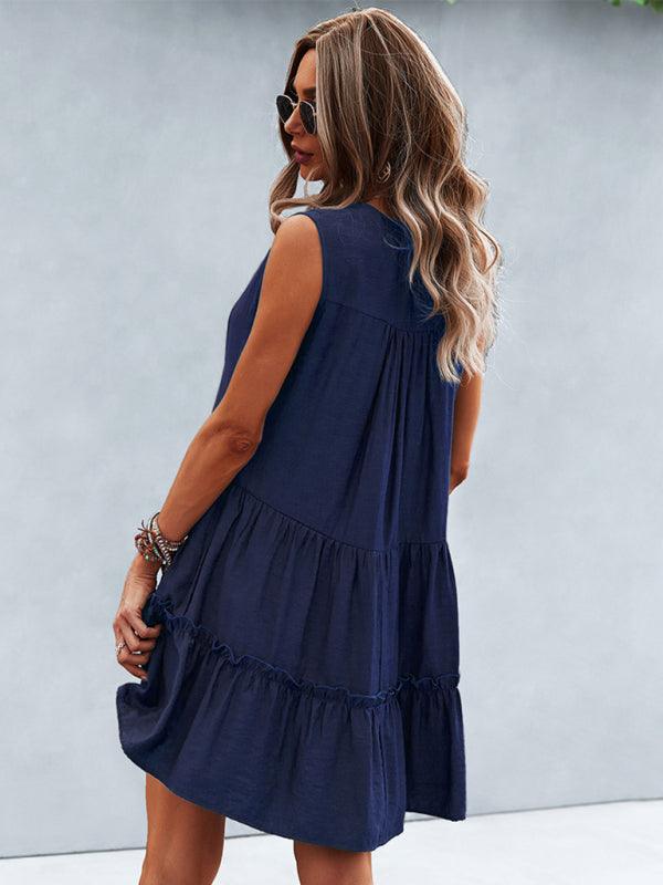 V-Neck Sleeveless Tiered Dress - Curated by tt