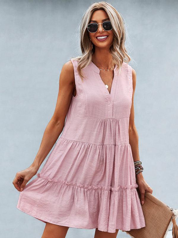 V-Neck Sleeveless Tiered Dress - Curated by tt