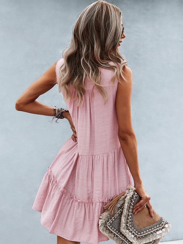 V-Neck Sleeveless Tiered Dress - Curated by tt