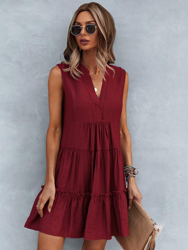 V-Neck Sleeveless Tiered Dress - Curated by tt