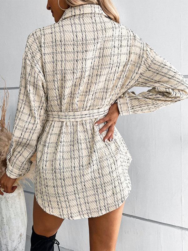 Fashion women's long plaid shirt dress - Curated by tt
